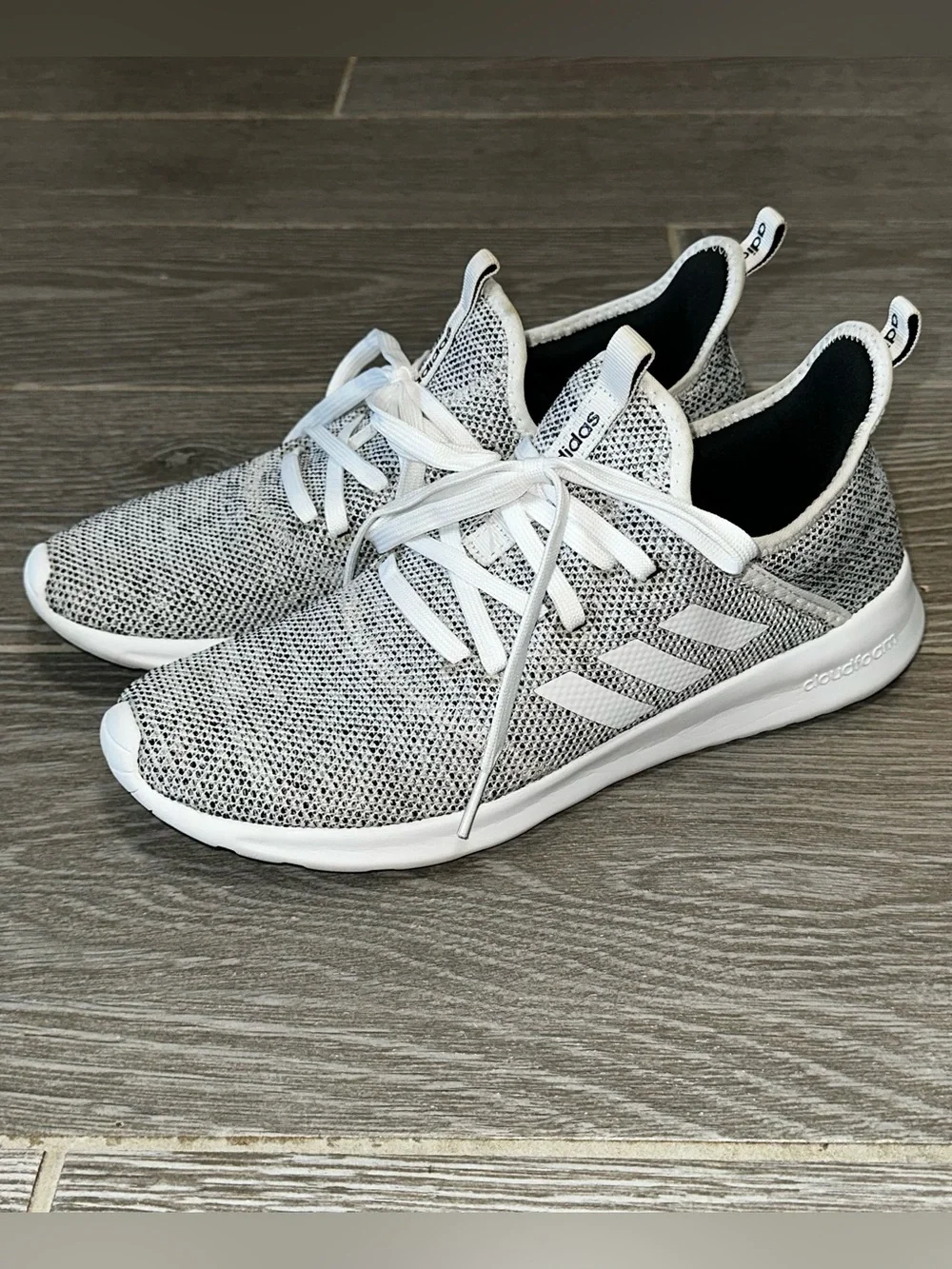 adidas Cloudfoam Pure Women’s 9.5 Shoes White Black Running Casual Sneakers